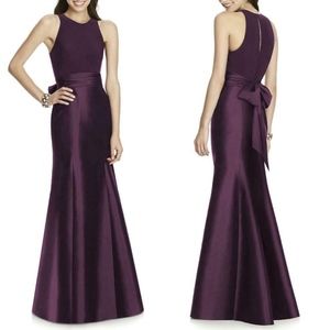 NEW Alfred Sung PURPLE Mikado JERSEY Sateen BRIDESMAID Trumpet GOWN 10 (NO Tie)